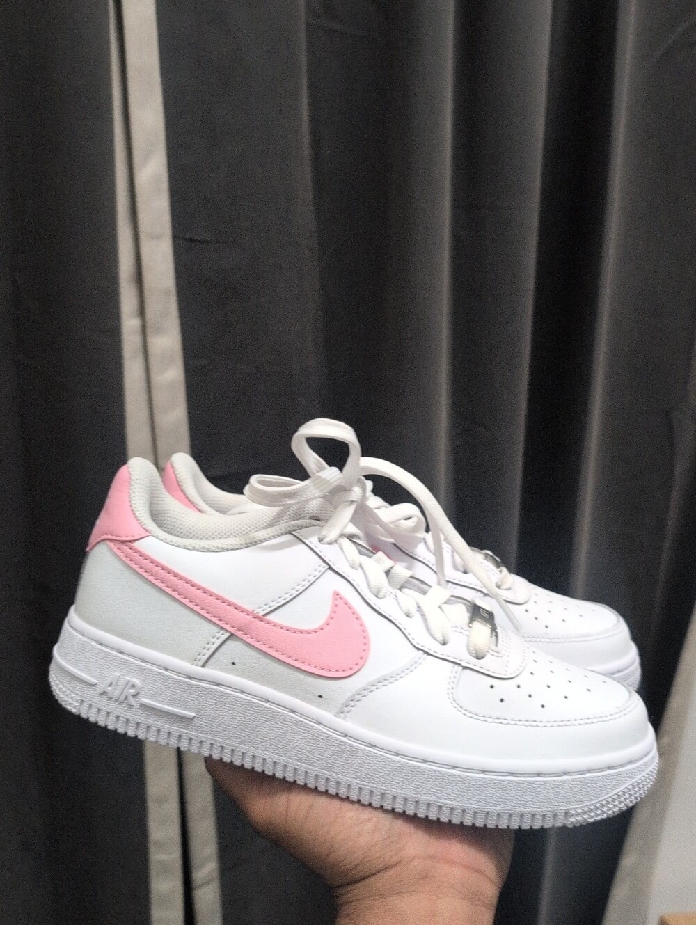 Nike Air Force 1 Big Kids' Shoes White/White/Medium Soft Pink Size 5.5Y